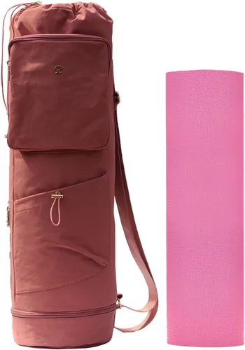 Vista 16 de ESVAN Bolsa para esterilla de yoga con múltiples bolsillos. Bolsa de transporte con cordón para esterilla de yoga, Pilates, ejercicio. Bolsa