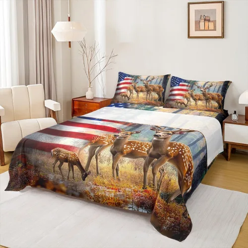 Vista 42 de Erosebridal Happy Camping - Juego de sábanas tamaño individual para niños, diseño de animales del bosque del bosque, para bebés, niños y niñas