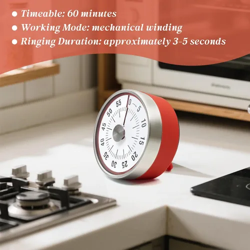 Vista 6 de Temporizador de cocina para cocinar, temporizador de cocina de chef, temporizadores visuales, cuenta regresiva de 60 minutos, base magnética, reloj