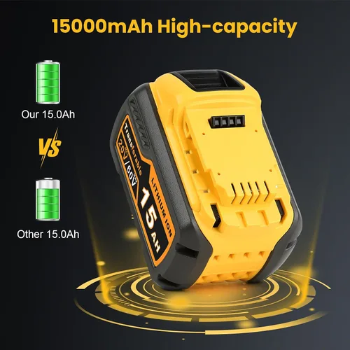 Vista 11 de Paquete de 2 unidades de repuesto de alta capacidad de 15.0Ah para Dewalt 20V/60V MAX, batería de iones de litio con conmutación automática