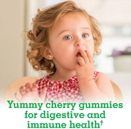 Vista 2 de Garden of Life Gomitas probióticas para niños, 3 mil millones de UFC, sabor a cereza, probióticos una vez al día sin azúcar para niños, probióticos