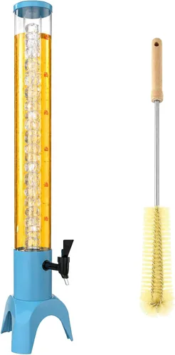 Vista 10 de Torre de bebidas, dispensador de torre de mimosa de 3 litros con tubo de hielo y luz LED, dispensador de cerveza de mesa de 3.17 cuartos de galón