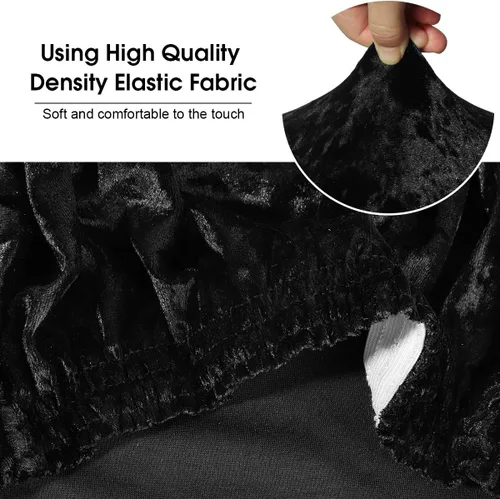 Vista 3 de Fundas para silla de terciopelo triturado, fundas protectoras elásticas y extraíbles para sillas XL, para comedor, ceremonia, banquete, boda Negro