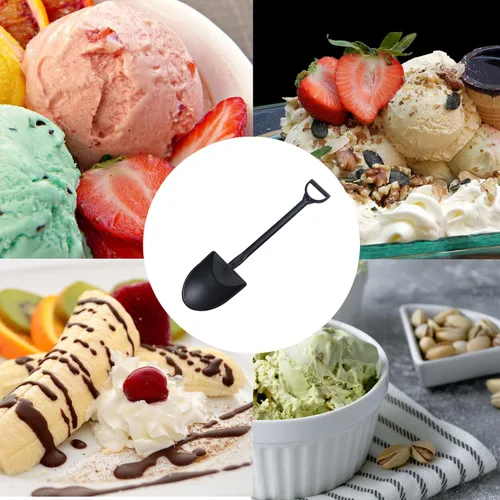 Vista 6 de Ouliget Cucharas con forma de pala, lindas cucharas de postre de plástico desechables, palas de cuchara de postre de helado, 100