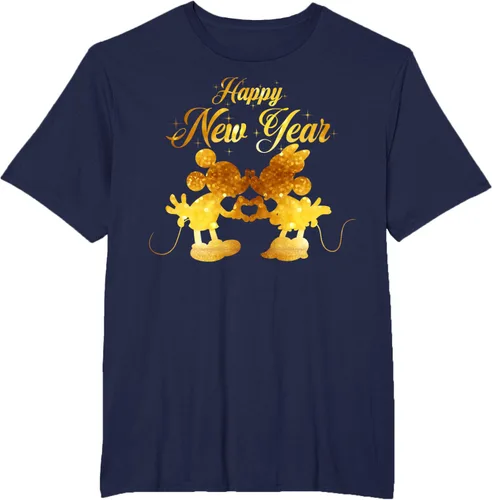 Vista 13 de Disney Camiseta de Año Nuevo Mickey & Minnie Happy New Year Silhouette, Negro