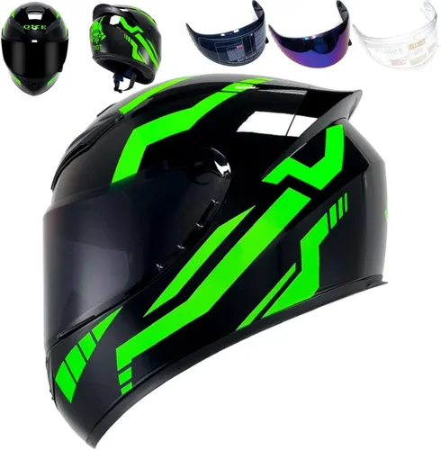 Vista 7 de HTLNUZD - Casco de motocicleta de cara completa, compatible con Pinlock, viseras transparentes y tintadas, modelo aprobado por DOT, casco de moto