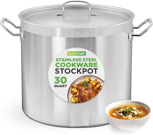 Vista 17 de NutriChef - Olla grande de acero inoxidable de 5 cuartos con tapa - 18/8 Grado alimenticio resistente, olla grande de acero inoxidable