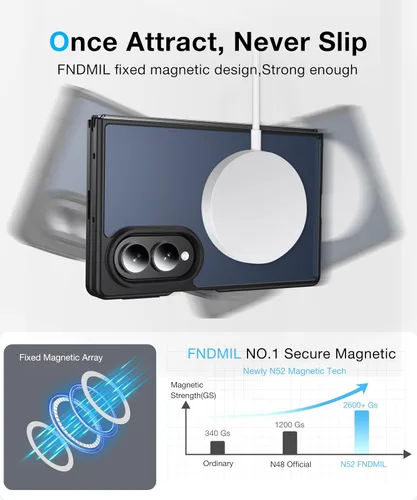 Vista 4 de NO.1 Magnetic for Samsung Galaxy Z Fold 8 Case with MagSafe Black [Military Grade Drop Tested][Translucent Matte][Anti-Fingerprint] Soft Silicone