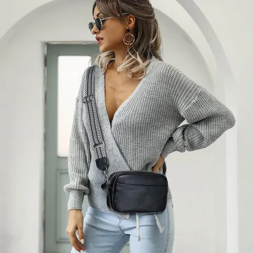 Vista 6 de Utenwat Bolsos cruzados pequeños para mujer, de piel auténtica, correa de guitarra, bolso de hombro, bolso para cámara con ranuras para tarjetas RFID