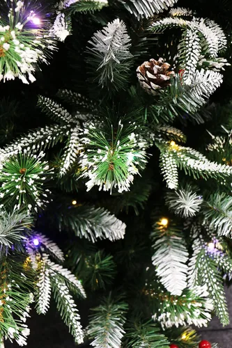 Vista 8 de Árbol de Navidad de pino flocado súper doble preiluminado con luces LED que cambian de color (5 pies preiluminado)