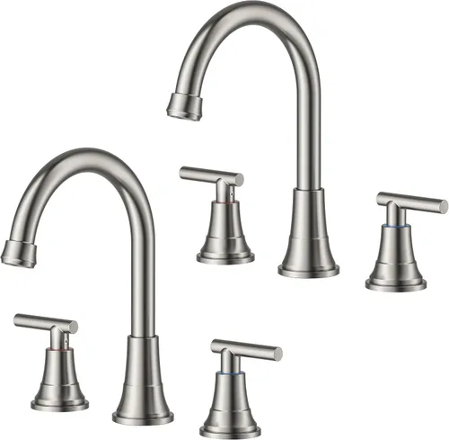 Vista 21 de FORIOUS Juego central de grifos de baño negros y dorados, grifo comercial Negro y dorado