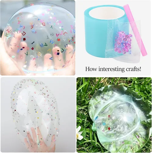 Vista 3 de Cinta Nano para Kit de Burbujas - 6 piezas de Cinta Elástica Colorida de Doble Cara para Decoración con Globos y Manualidades
