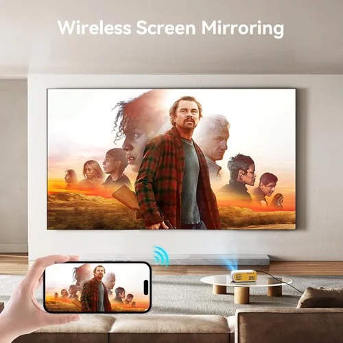 Vista 11 de Mini proyector portátil con Wifi y Bluetooth proyectores de cine al aire libre, mini proyector de cine en casa para interior para dormitorio Amarillo