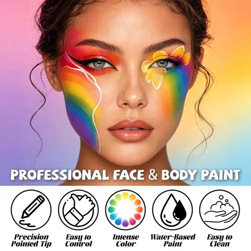 Vista 4 de Pintura blanca del cuerpo de la cara, maquillaje a base de agua Blanco