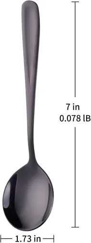 Vista 2 de 8-Piece Stainless Steel Table Spoons, 7 Inch Soup Spoons for Cereal, Dessert, Soup, Coffee & Tea(black）