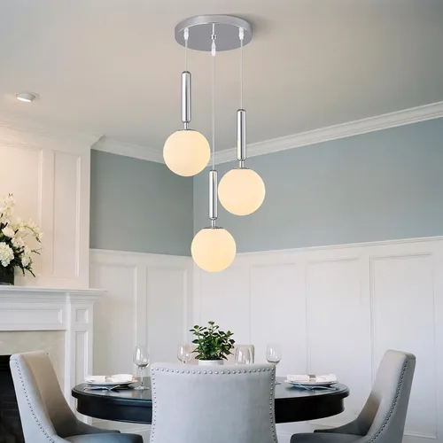 Vista 16 de Lámpara Colgante Negra Moderna Accesorio de Luz Colgante para Isla de Cocina de Mediados de Siglo con Lámpara Colgante de Globo Iluminación Colgante