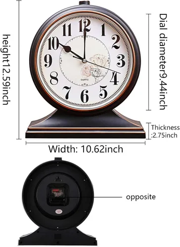 Vista 2 de Reloj de escritorio para decoración de mesa de repisa, silencioso funciona con pilas para chimenea de 12 pulgadas