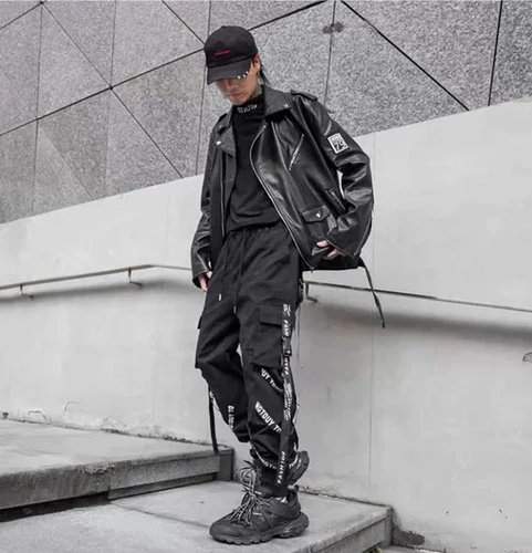 Vista 2 de DUDHUH Pantalones cargo para hombre Techwear Hip Hop Harem Pantalones Streetwear Fashion Tactical Track Jogger Pantalones