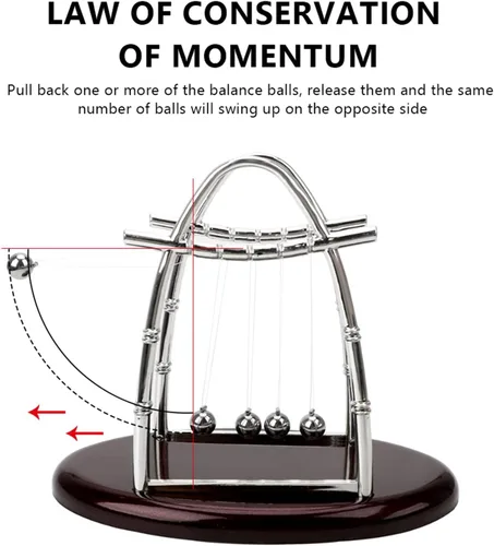 Vista 5 de Newton Cradle - Bolas de equilibrio con base de plástico, accesorios de ciencia y física para decoración de escritorio, regalo para profesores