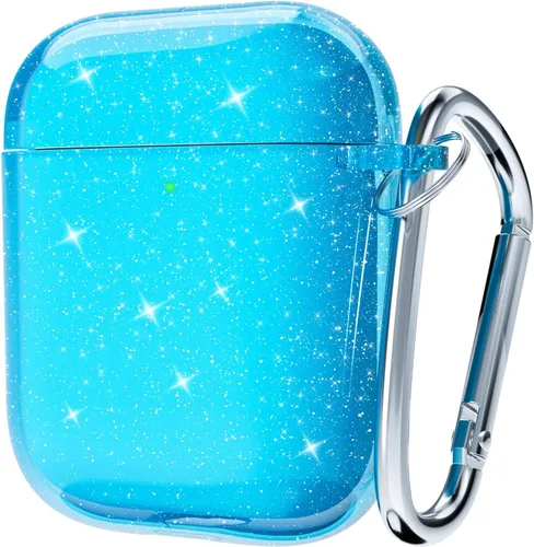 Vista 23 de Svanove Funda para Airpods Transparente con Purpurina, Funda Brillante y Bonita para Airpods de 1ª y 2ª Generación con Llavero, Carcasa Rígida
