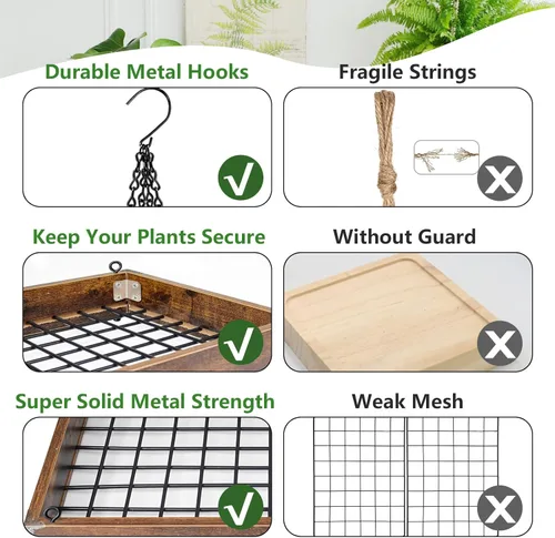 Vista 3 de Lilybud- lily Colgador de plantas para interiores y exteriores, macetas colgantes grandes de 16" para plantas de interior, soporte para plantas