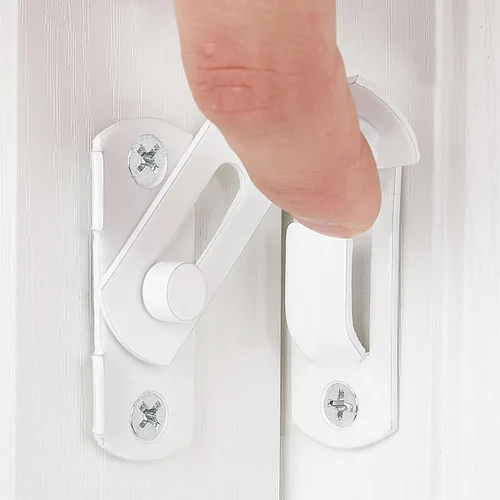 Vista 10 de 3 paquetes de pestillos de puerta abatible, 3.93 x 2.75 pulgadas, cerradura de seguridad negra para valla de madera de granero, puertas francesas