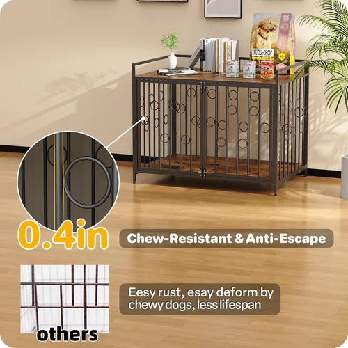 Vista 2 de Furniture Style - Jaula para perros pequeños, de 38 pulgadas, resistente a prueba de escapes, con 4 pestillos de seguridad, casa decorativa