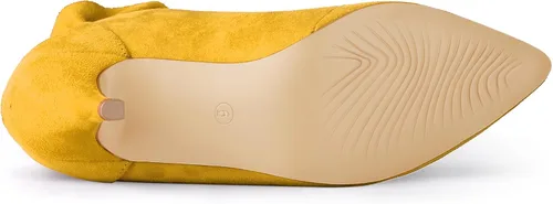 Vista 6 de Allegra K Botines con volantes y tacón de aguja puntiagudo para mujer