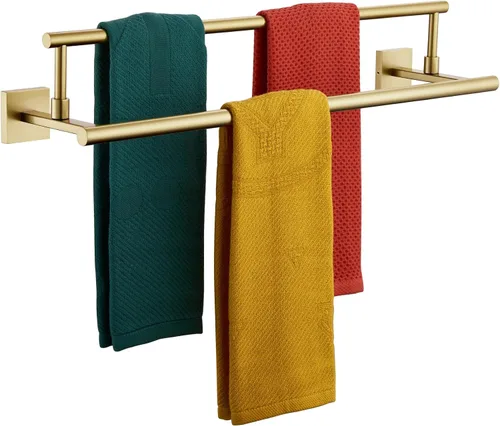 Vista 16 de Toallero de mano KOKOSIRI de 16 pulgadas, toallero de baño para estante de gabinete de baño, barras de toallas, acero inoxidable cepillado dorado