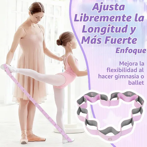 Vista 3 de Correa elástica con 11 bucles, correas elásticas para terapia física, yoga, pilates, ballet, correa elástica versátil para flexibilidad, ejercicios