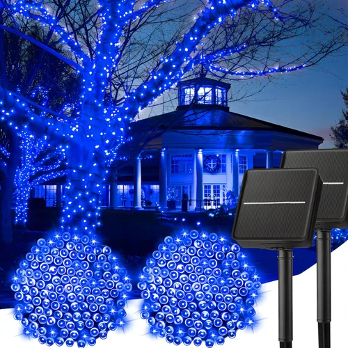 Vista 27 de Minetom Luces de Cadena Solares para Exteriores, 40 pies, 100 Luces LED de Cadena Alimentadas por Energía Solar con 8 Modos de Iluminación, Luces