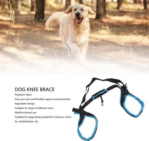 Vista 2 de Rodillera para perro, soporte de pierna ajustable para acelerar la recuperación, soporte cómodo para las piernas traseras del perro, soporte cómodo
