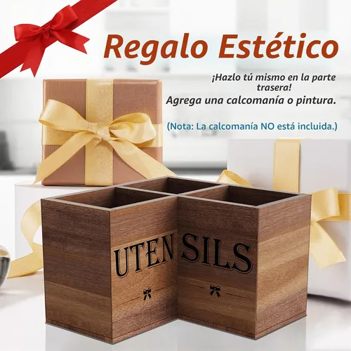 Vista 5 de Suli Soporte extra grande para utensilios de cocina con 3 compartimentos, organizador de utensilios de esquina para encimera, organizador