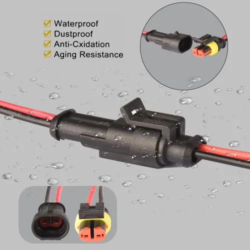Vista 2 de 5Kit de 2 pines vías 18 AWG conector impermeable para automóvil, conector de terminal serie de 0.059 in, paquete de 5 (5 kit de 2 pines)