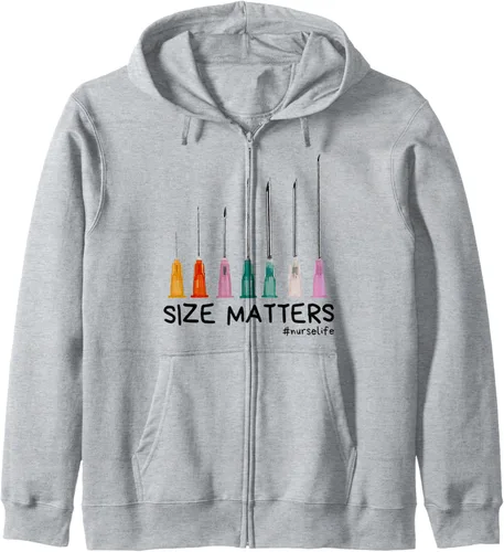Vista 3 de Needle Size Matters Sudadera con capucha con cremallera divertida de enfermería CNA Nurse Life, Verde