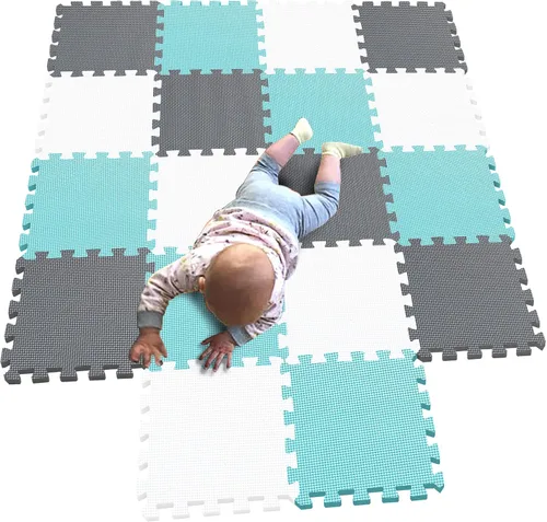 Vista 9 de MQIAOHAM® Alfombras de juego de rompecabezas de 18 piezas, alfombra de juego suave para bebés, azulejos de espuma entrelazados para niños, tapetes