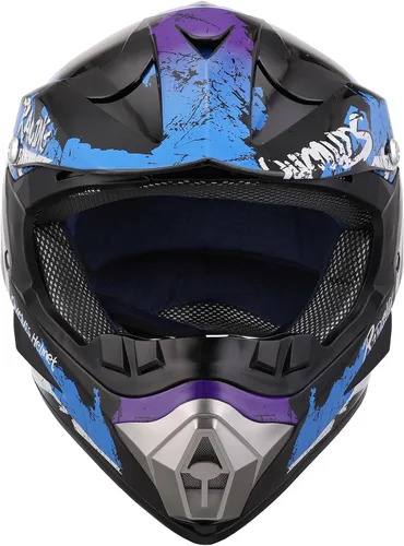 Vista 9 de Casco OUMURS DOT para ATV de todoterreno con gafas, guantes y mascarilla, con visera solar ajustable para motocicleta, para adultos, todoterreno