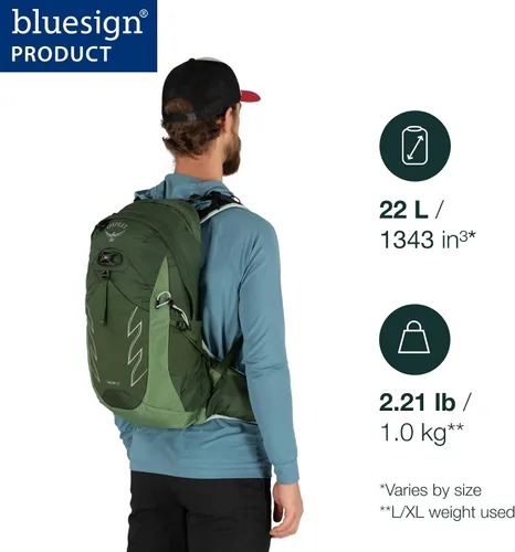 Vista 3 de Osprey Talon 22L Mochila de senderismo para hombre con cinturón de cadera, color azul cerámica, S/M