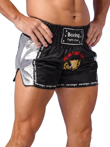 Vista 2 de Pantalones cortos de boxeo Muay Thai para hombre, pantalones cortos de kickboxing, artes marciales, entrenamiento, gimnasio, entrenamiento