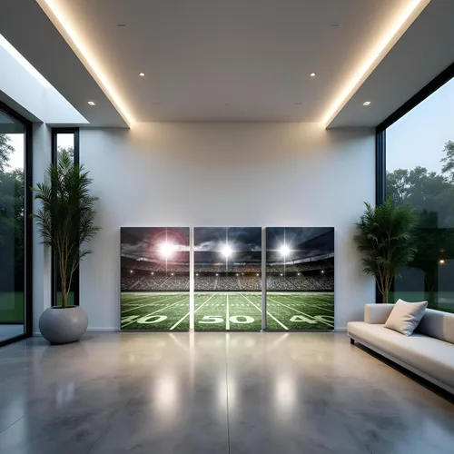 Vista 4 de TAOMI Lienzo decorativo para pared de rugby Field Match Sport Spot Light para habitación de los niños, dormitorio, 3 piezas, arte moderno, fútbol