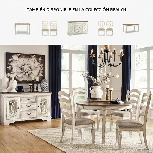 Vista 9 de Signature Design by Ashley Realyn - Juego de 2 sillas de comedor de madera, color blanco
