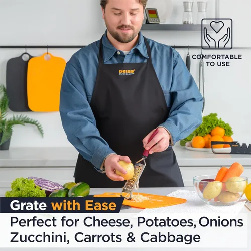 Vista 2 de Deiss PRO - Rallador grueso y rallador de queso de mano, cuchillas afiladas de acero inoxidable, mango antideslizante, rallador de queso pequeño