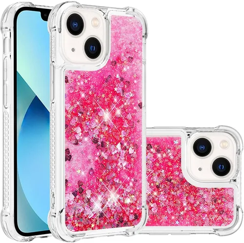 Vista 16 de LEMAXELERS Funda para iPhone 15 de 6.1 pulgadas, Bling Glitter Liquid Clear Case Flotante Arenas movedizas a prueba de golpes Funda protectora