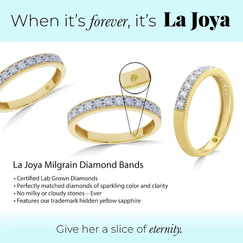 Vista 3 de La Joya 110 - 12 CT TW Certified Lab Created Vintage Inspired Diamond Rings - Sparkling 10k Solid Gold Wedding Bands for Women, Stackable Band