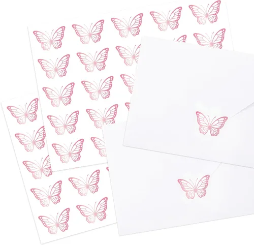 Vista 10 de Whaline 500 unidades de sellos de mariposa dorada, calcomanías de lámina dorada, calcomanías adhesivas de primavera para tarjetas de invitación