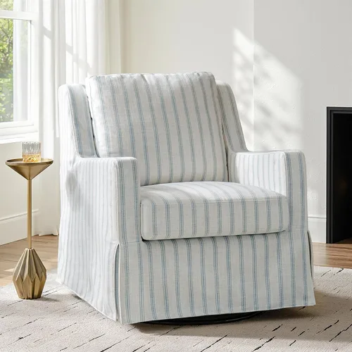 Vista 11 de HULALA HOME Silla mecedora giratoria, silla mecedora giratoria de granja con funda lavable, sillón tapizado de tela con cojines rellenos de plumón