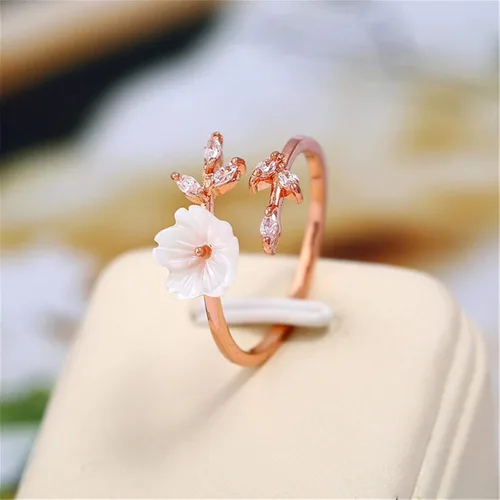 Vista 2 de Journey Studio - Anillo de flores de ramas de cristal artificial ajustable anillo de dedo abierto para mujer Como en la descripción Aleación de zinc