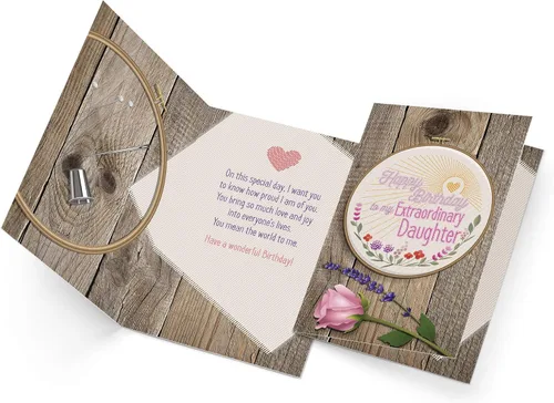 Vista 3 de Prime Greetings Tarjeta de feliz cumpleaños para hija, hecha en Estados Unidos, ecológica, tarjeta gruesa con sobre de alta calidad de 5 x 7.75
