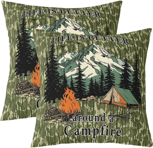 Vista 34 de Erosebridal American Flag Cushion Cases 16x16 Inch Set of 2 Army Green Camo Throw Pillow Covers Bear Claw Hunting Theme Pillow Covers Camoflage