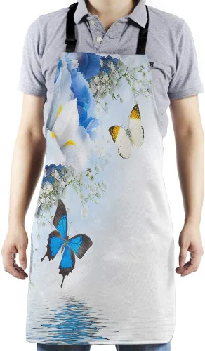 Vista 2 de HGOD DESIGNS Delantal de cocina de pescado para mujeres y hombres para cocinar, jardinería, baberos ajustables para el hogar, tamaño adulto